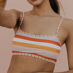 ROOLEE Women's Daytona Stripe Detail Bikini Swim Top in Peach Puff